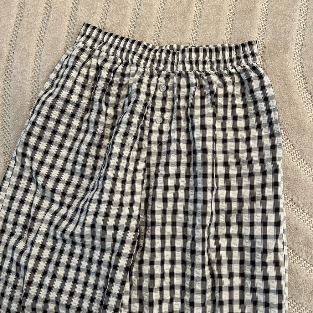 Sincerely Jules Gingham Black and White Wide Leg Pull-on Pants - M - Picture 3 of 10